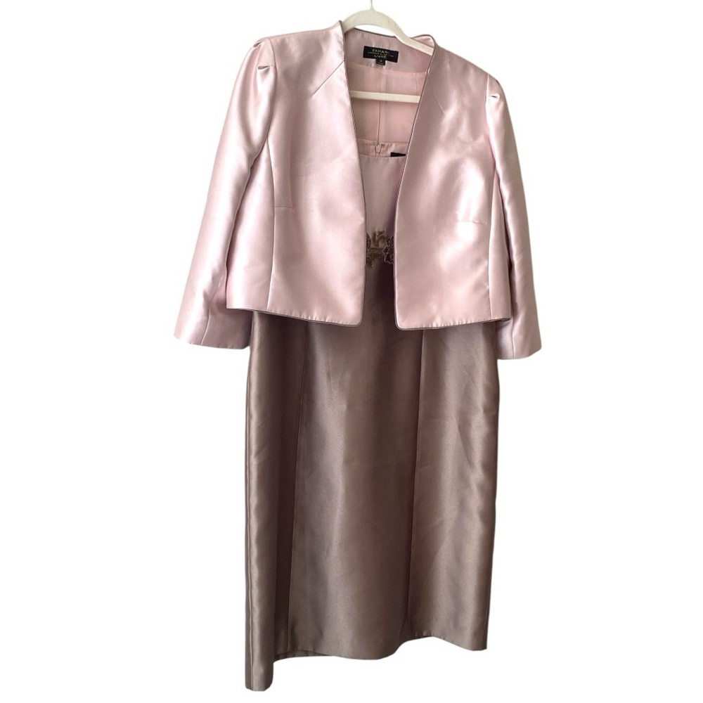 Tahari luxe Pink and Tan Dress with Jacket size 16 - Picture 3 of 14